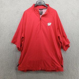 Wisconsin Badgers Shirt Mens XL Red Adidas 1/4 Zip Pullover Warmup‎ Windbreaker